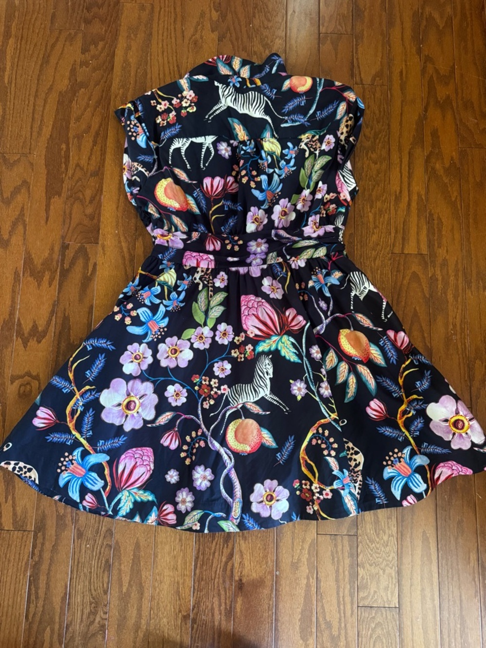 Maeve Anthropologie Zebra Floral Print Dress Size 12 Fit & Flare